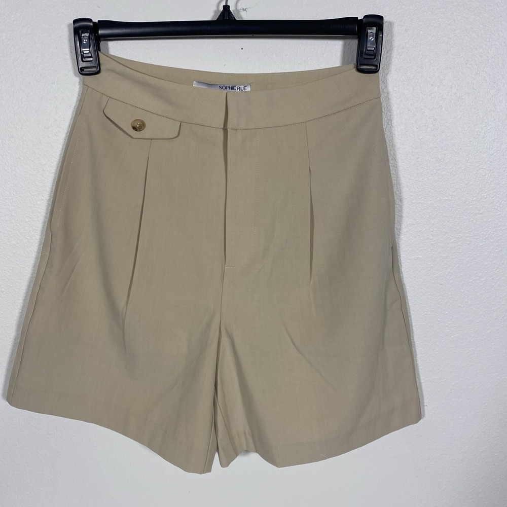 Sophie Rue Corey Suit Short Womens Size‎ S Tan High Waist Pleated Pocket Chic X1